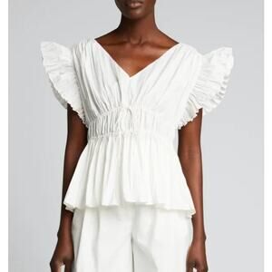 Rebecca Taylor Broomstick Textured Peplum Blouse Size 4